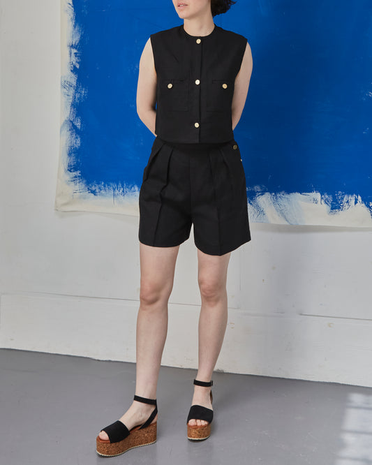 Etienne Shorts Black Linen